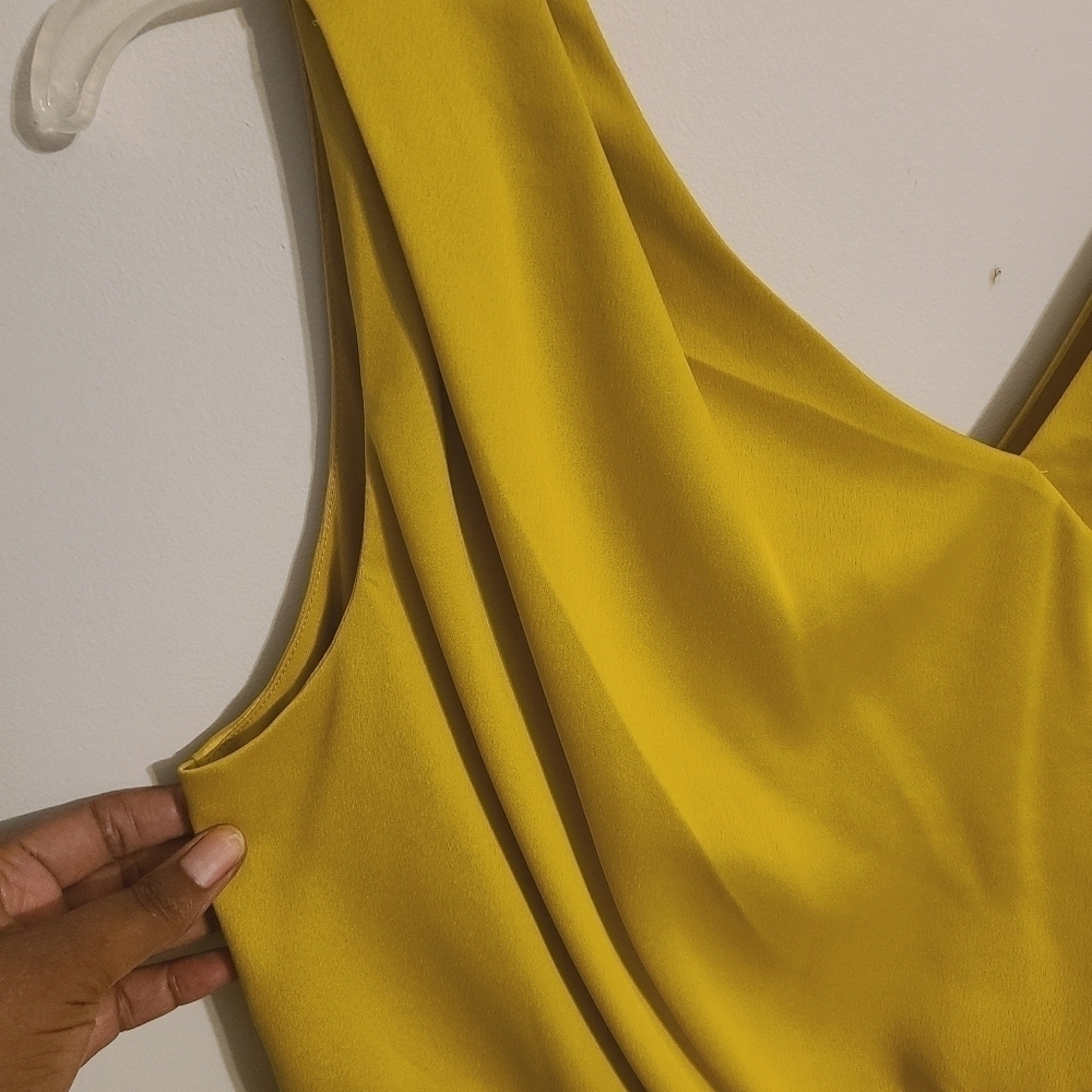 Just...Taylor | Women's Gold V-Neck Asymmetrical Hem Cocktail Dress (Size 16) - Picture 6 of 15